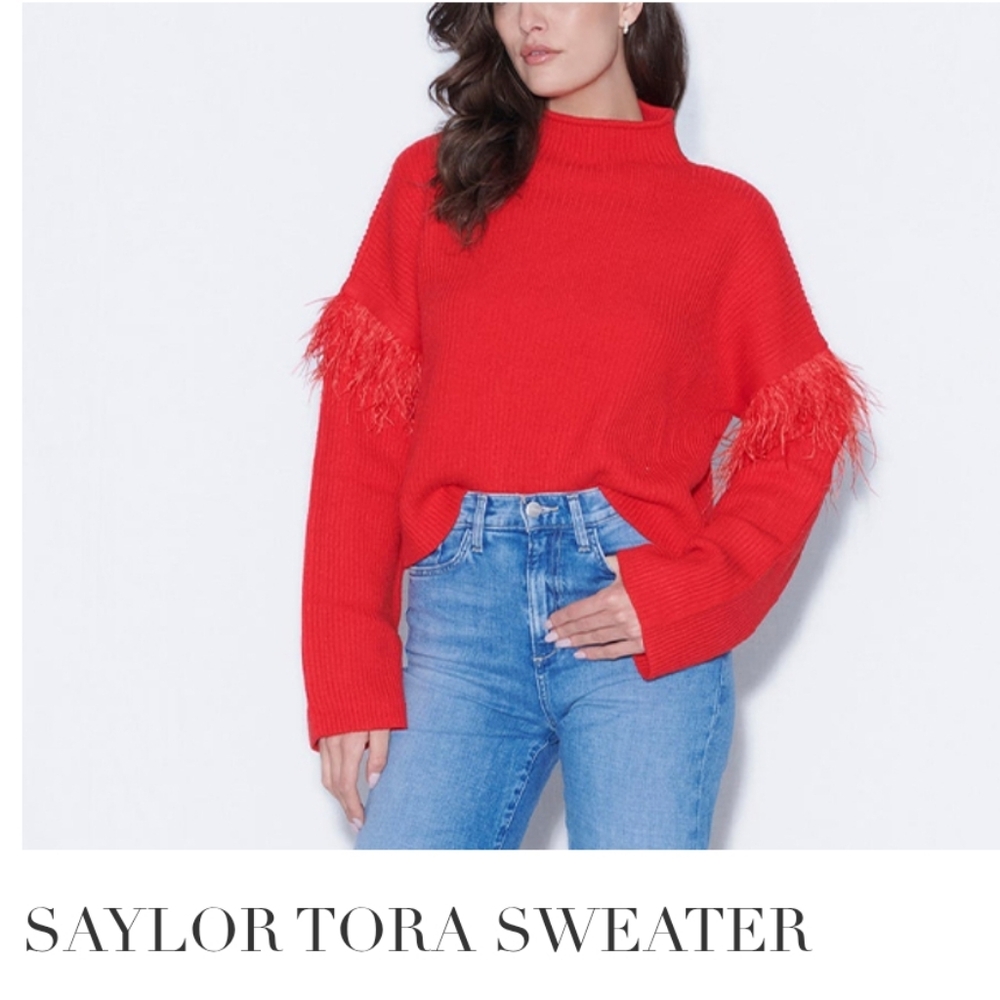 SAYLOR Red Feather Sleeve Sweater Tora Style